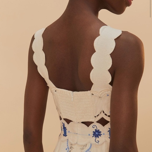 FARM Rio Off-White Richelieu Sunflower Lenzing™ Midi Dress Sz XL New with tags - Picture 7 of 9